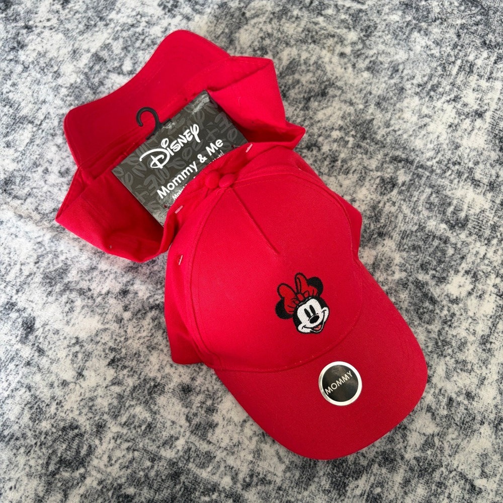 Disney Minnie Mouse Mommy & Me Matching Baseball Cap Set Women Kids Red New